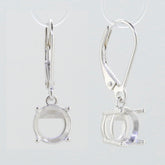 Sterling Silver semi mount earrings setting for 8x8mm gemstones, featuring dangle leverback design.